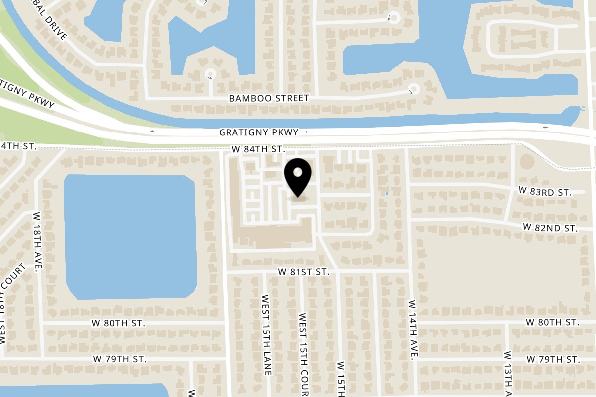 Map showing the location of Taqueria Herencia Mexicana on 1550 W 84th St in Hialeah